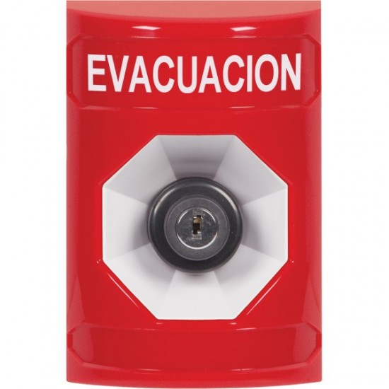 SS2003EV-ES STI Red No Cover Key-to-Activate Stopper Station with EVACUATION Label Spanish