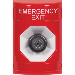 SS2003EX-EN STI Red No Cover Key-to-Activate Stopper Station with EMERGENCY EXIT Label English