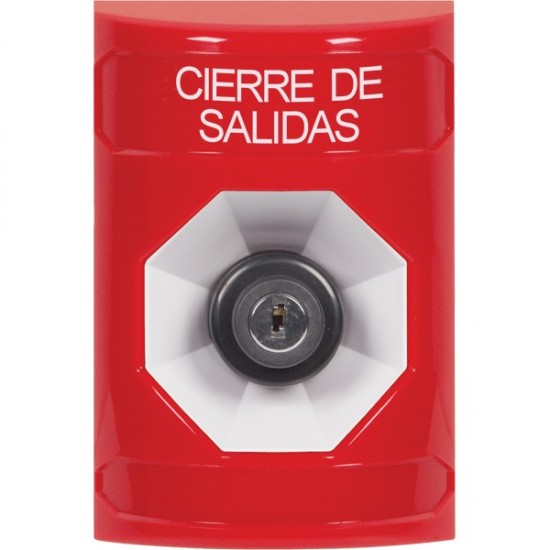 SS2003LD-ES STI Red No Cover Key-to-Activate Stopper Station with LOCKDOWN Label Spanish
