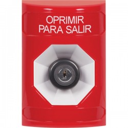 SS2003PX-ES STI Red No Cover Key-to-Activate Stopper Station with PUSH TO EXIT Label Spanish