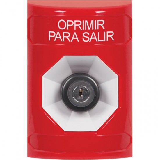 SS2003PX-ES STI Red No Cover Key-to-Activate Stopper Station with PUSH TO EXIT Label Spanish