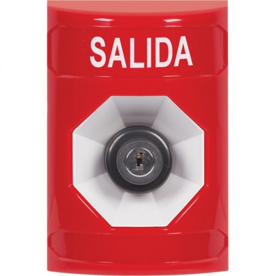 SS2003XT-ES STI Red No Cover Key-to-Activate Stopper Station with EXIT Label Spanish