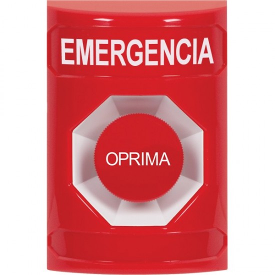 SS2004EM-ES STI Red No Cover Momentary Stopper Station with EMERGENCY Label Spanish