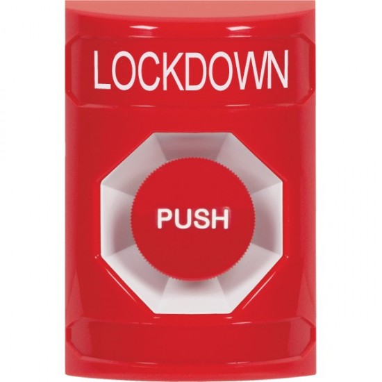SS2004LD-EN STI Red No Cover Momentary Stopper Station with LOCKDOWN Label English
