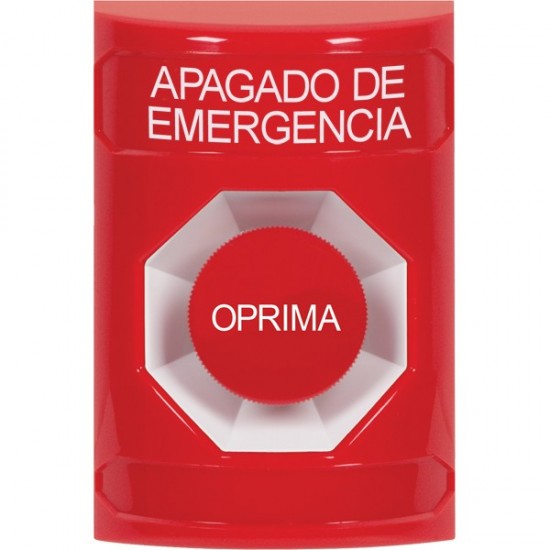SS2004PO-ES STI Red No Cover Momentary Stopper Station with EMERGENCY POWER OFF Label Spanish