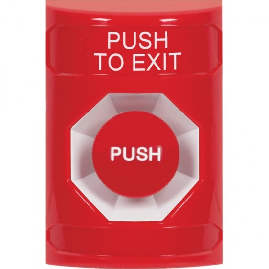 SS2004PX-EN STI Red No Cover Momentary Stopper Station with PUSH TO EXIT Label English
