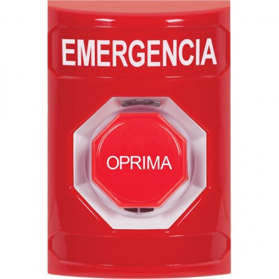 SS2005EM-ES STI Red No Cover Momentary (Illuminated) Stopper Station with EMERGENCY Label Spanish
