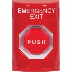 SS2005EX-EN STI Red No Cover Momentary (Illuminated) Stopper Station with EMERGENCY EXIT Label English