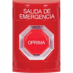 SS2005EX-ES STI Red No Cover Momentary (Illuminated) Stopper Station with EMERGENCY EXIT Label Spanish