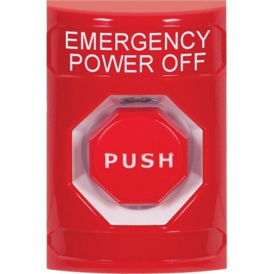 SS2005PO-EN STI Red No Cover Momentary (Illuminated) Stopper Station with EMERGENCY POWER OFF Label English