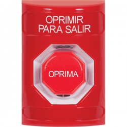 SS2005PX-ES STI Red No Cover Momentary (Illuminated) Stopper Station with PUSH TO EXIT Label Spanish