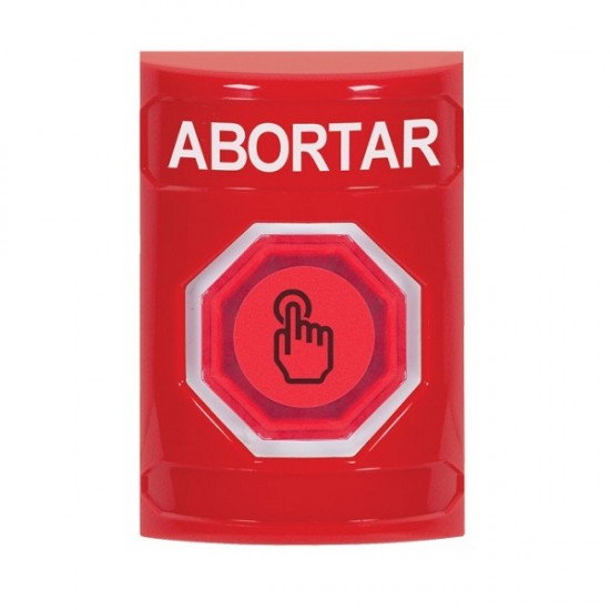 SS2006AB-ES STI Red No Cover Momentary (Illuminated) with Red Lens Stopper Station with ABORT Label Spanish