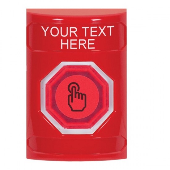 SS2006ZA-EN STI Red No Cover Momentary (Illuminated) Stopper Station w/ Custom Text Label