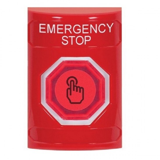 SS2007ES-EN STI Red No Cover Weather Resistant Momentary Stopper Station w/ EMERGENCY STOP Label