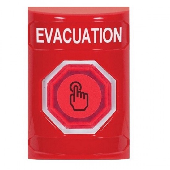 SS2007EV-EN STI Red No Cover Weather Resistant Momentary Stopper Station w/ EVACUATION Label