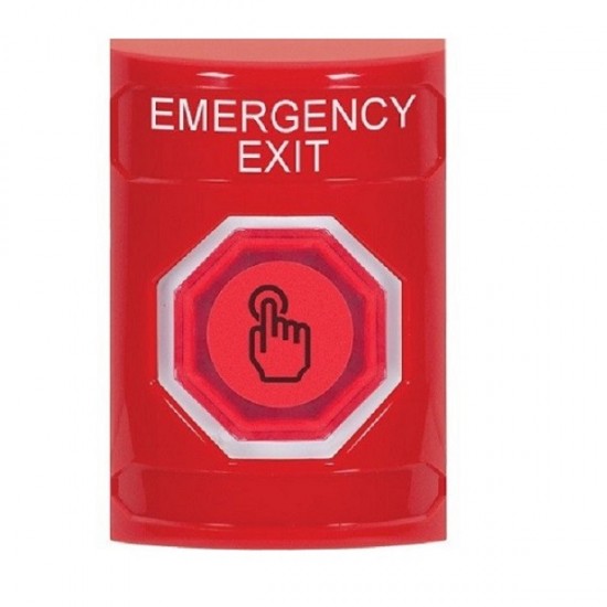 SS2007EX-EN STI Red No Cover Weather Resistant Momentary Stopper Station w/ EMERGENCY EXIT Label