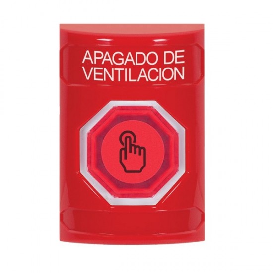 SS2007HV-ES STI Red No Cover Weather Resistant Momentary Stopper Station w/ HVAC SHUT DOWN Spanish