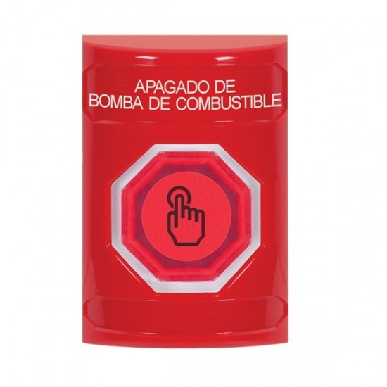 SS2007PS-ES STI Red No Cover Weather Resistant Momentary Stopper Station w/ FUEL PUMP SHUT DOWN Spanish