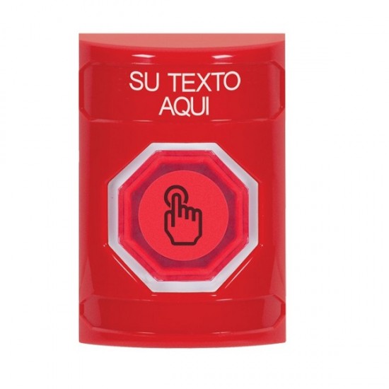 SS2007ZA-ES STI Red No Cover Weather Resistant Momentary Stopper Station w/ Custom Text Spanish