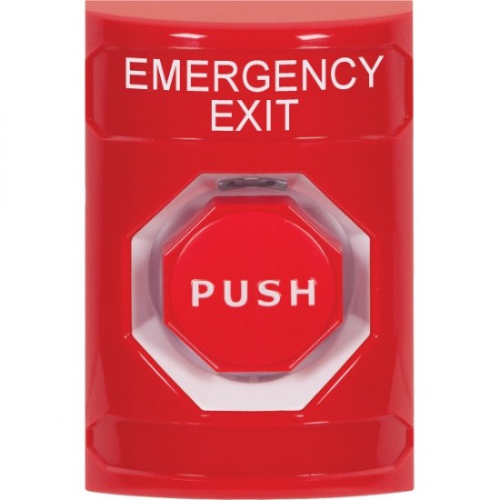 SS2008EX-EN STI Red No Cover Pneumatic (Illuminated) Stopper Station with EMERGENCY EXIT Label English