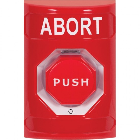 SS2009AB-EN STI Red No Cover Turn-to-Reset (Illuminated) Stopper Station with ABORT Label English