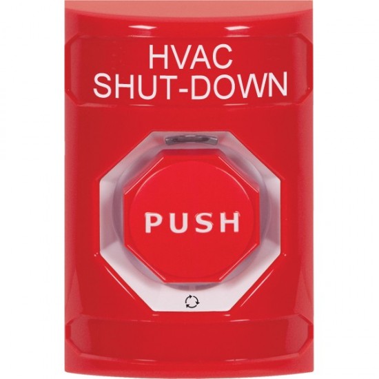 SS2009HV-EN STI Red No Cover Turn-to-Reset (Illuminated) Stopper Station with HVAC SHUT DOWN Label English