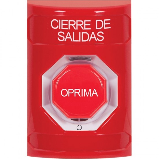 SS2009LD-ES STI Red No Cover Turn-to-Reset (Illuminated) Stopper Station with LOCKDOWN Label Spanish