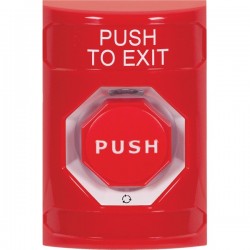 SS2009PX-EN STI Red No Cover Turn-to-Reset (Illuminated) Stopper Station with PUSH TO EXIT Label English