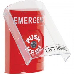 SS2020EM-EN STI Red Indoor Only Flush or Surface Key-to-Reset Stopper Station with EMERGENCY Label English