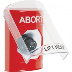 SS2023AB-EN STI Red Indoor Only Flush or Surface Key-to-Activate Stopper Station with ABORT Label English