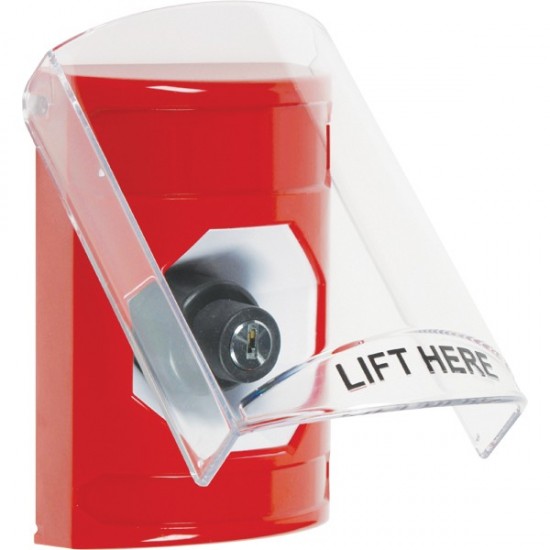 SS2023NT-EN STI Red Indoor Only Flush or Surface Key-to-Activate Stopper Station with No Text Label English