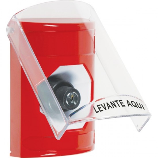 SS2023NT-ES STI Red Indoor Only Flush or Surface Key-to-Activate Stopper Station with No Text Label Spanish