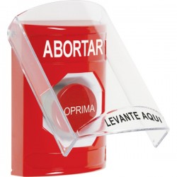 SS2024AB-ES STI Red Indoor Only Flush or Surface Momentary Stopper Station with ABORT Label Spanish