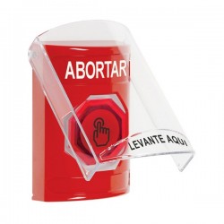SS2026AB-ES STI Red Indoor Only Flush or Surface Momentary (Illuminated) with Red Lens Stopper Station with ABORT Label Spanish