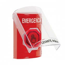 SS2026EM-ES STI Red Indoor Flush/Surface Momentary (Illuminated) Stopper Station w/ EMERGENCY Spanish