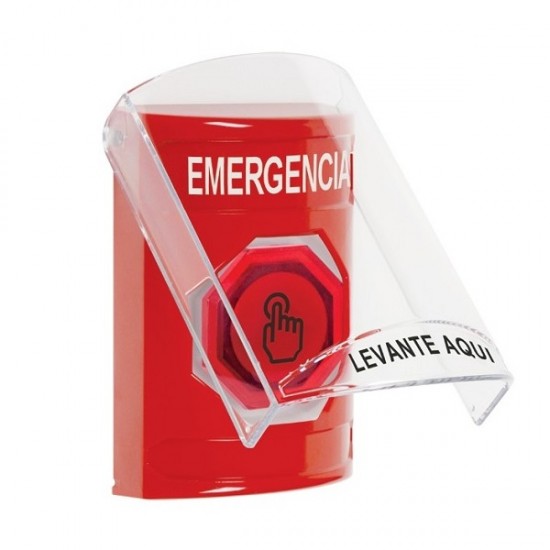 SS2026EM-ES STI Red Indoor Flush/Surface Momentary (Illuminated) Stopper Station w/ EMERGENCY Spanish