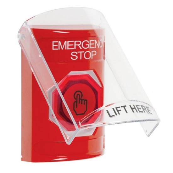 SS2026ES-EN STI Red Indoor Flush/Surface Momentary (Illuminated) Stopper Station w/ EMERGENCY STOP Label