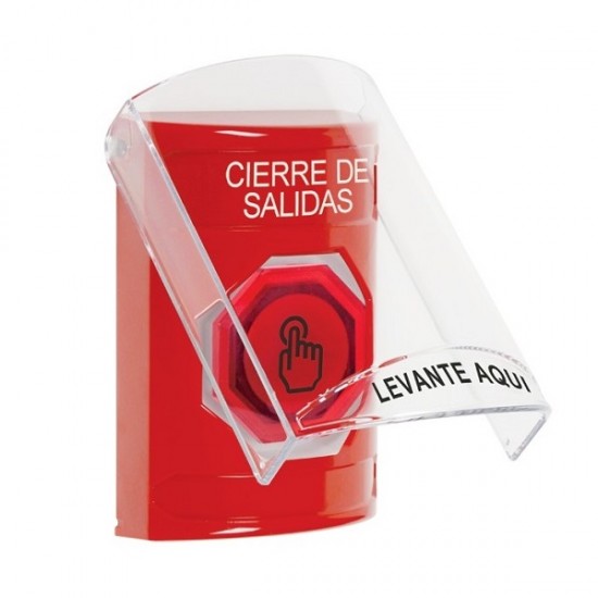SS2026LD-ES STI Red Indoor Flush/Surface Momentary (Illuminated) Stopper Station w/ LOCKDOWN Spanish