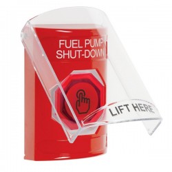 SS2026PS-EN STI Red Indoor Flush/Surface Momentary (Illuminated) Stopper Station w/ FUEL PUMP SHUT DOWN Label