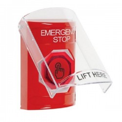 SS2027ES-EN STI Red Indoor Flush/Surface Weather Resistant Momentary Stopper Station w/ EMERGENCY STOP Label