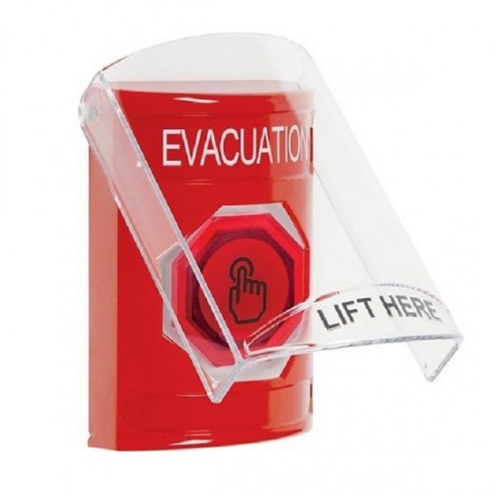 SS2027EV-EN STI Red Indoor Flush/Surface Weather Resistant Momentary Stopper Station w/ EVACUATION Label