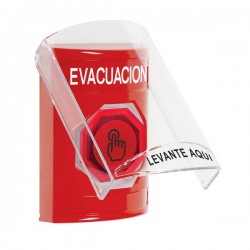 SS2027EV-ES STI Red Indoor Flush/Surface Weather Resistant Momentary Stopper Station w/ EVACUATION Spanish