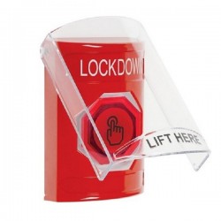 SS2027LD-EN STI Red Indoor Flush/Surface Weather Resistant Momentary Stopper Station w/ LOCKDOWN Label