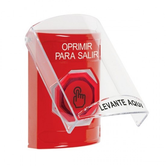 SS2027PX-ES STI Red Indoor Flush/Surface Weather Resistant Momentary Stopper Station w/ PUSH TO EXIT Spanish