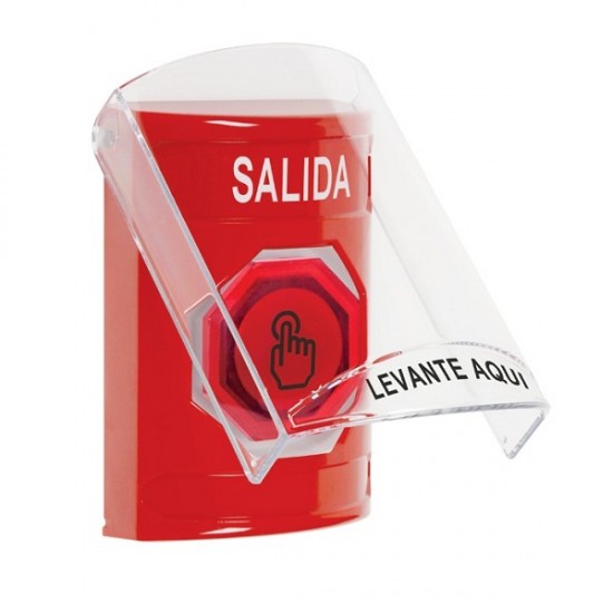 SS2027XT-ES STI Red Indoor Flush/Surface Weather Resistant Momentary Stopper Station w/ EXIT Spanish