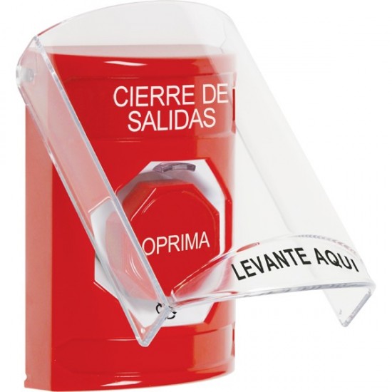 SS2029LD-ES STI Red Indoor Only Flush or Surface Turn-to-Reset (Illuminated) Stopper Station with LOCKDOWN Label Spanish