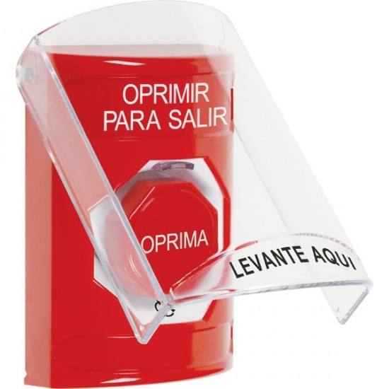 SS2029PX-ES STI Red Indoor Only Flush or Surface Turn-to-Reset (Illuminated) Stopper Station with PUSH TO EXIT Label Spanish