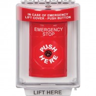SS2030ES-EN STI Red Indoor/Outdoor Flush Key-to-Reset Stopper Station with EMERGENCY STOP Label English