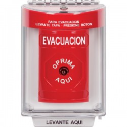 SS2030EV-ES STI Red Indoor/Outdoor Flush Key-to-Reset Stopper Station with EVACUATION Label Spanish