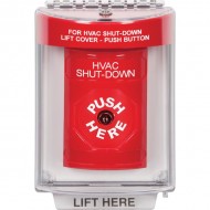 SS2030HV-EN STI Red Indoor/Outdoor Flush Key-to-Reset Stopper Station with HVAC SHUT DOWN Label English